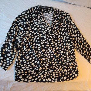 Jones New York Collection White Polka Dot Blouse